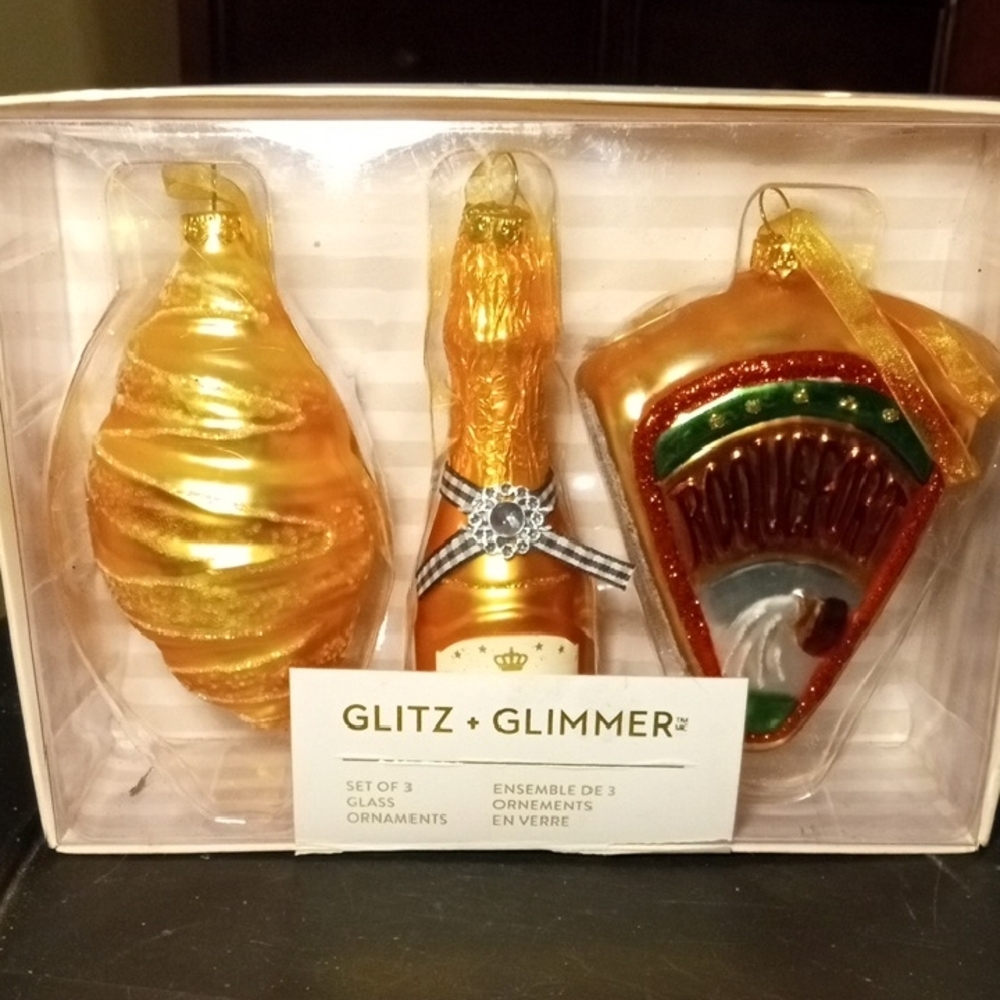Gold and Orange Ornament Trio
